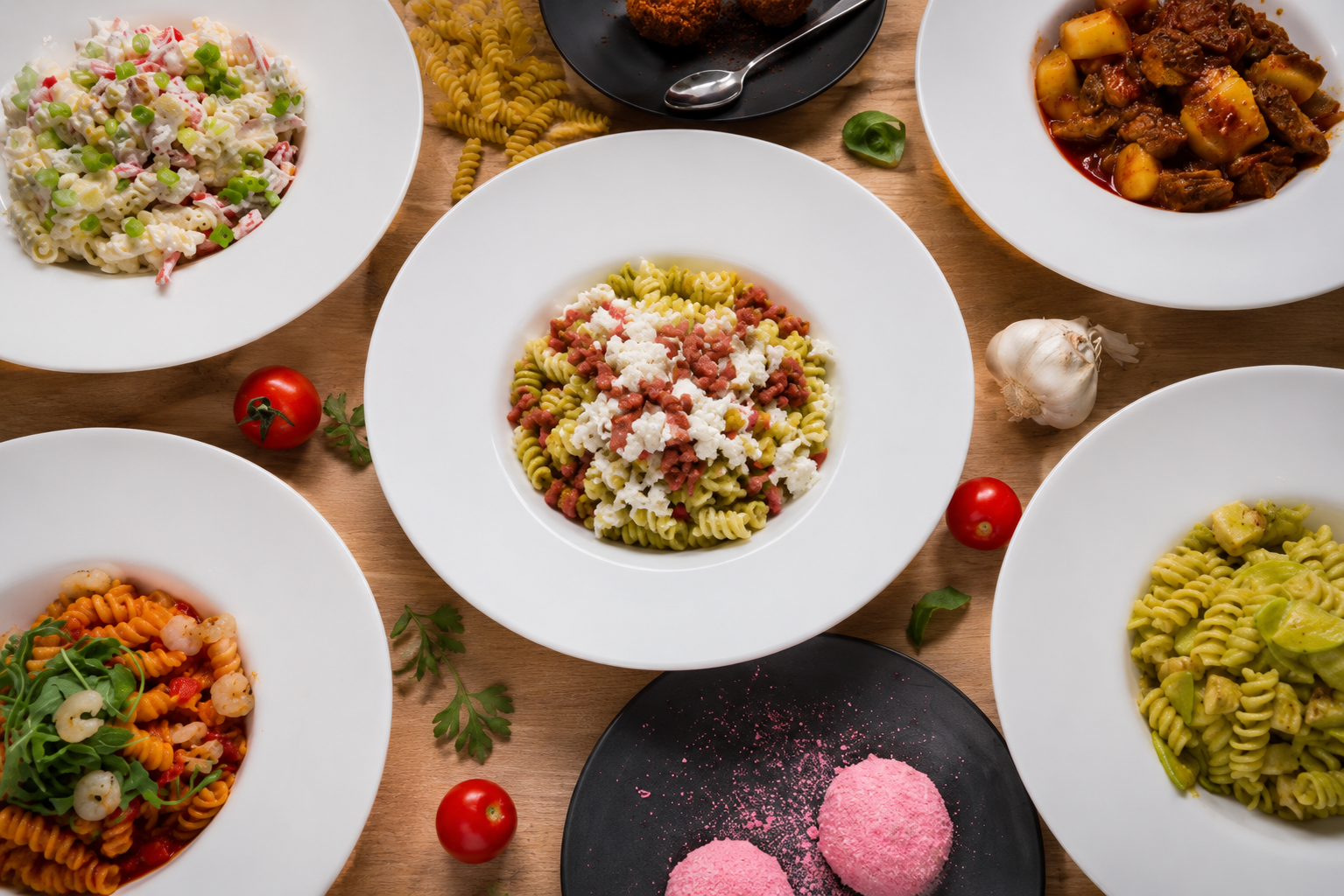 Izbor LUTA pasta serviranih za stolom
